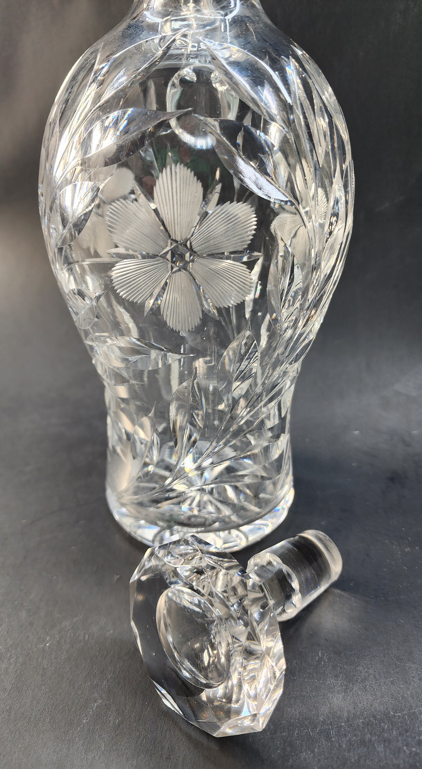 Cut glass handled vintage decanter