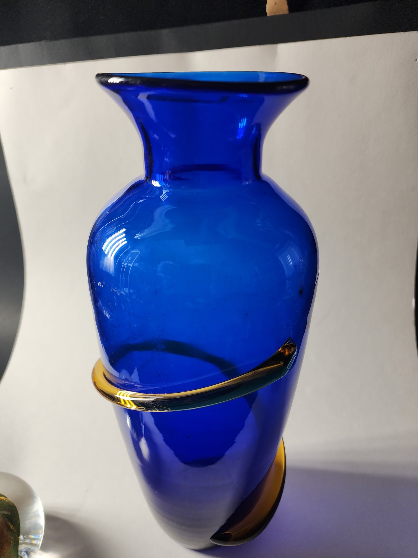Blenko Glass cobalt blue vase handcraft Richard 2000