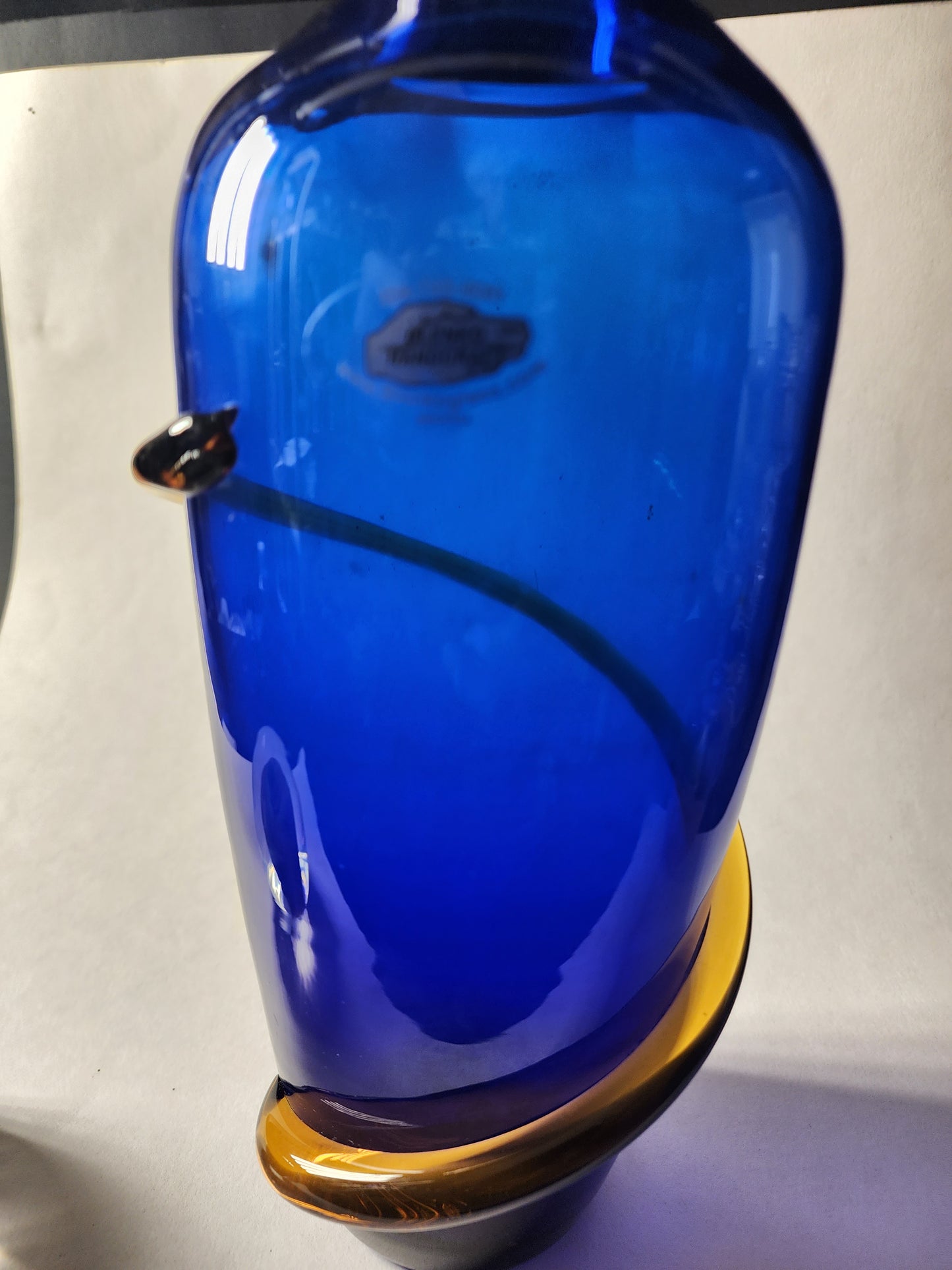 Blenko Glass cobalt blue vase handcraft Richard 2000