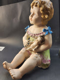Large hand painted bisque Porcelain piano doll