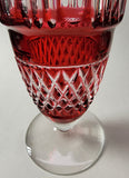 Val St Lambert Cranberry cut to clear vase