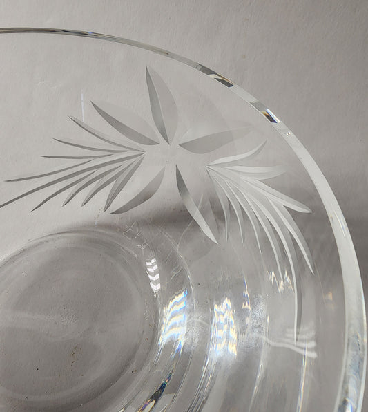 Signed Lenox poinsettia hand-cut crystal bowl  Made in USA