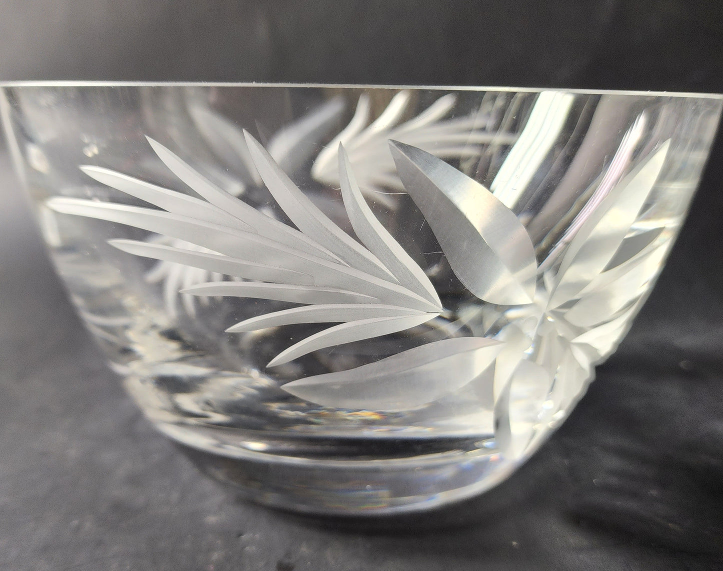 Signed Lenox poinsettia hand-cut crystal bowl  Made in USA