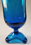 3 toe Glass blue ruffle edge vase