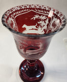 Engraved to clear vintage ruby glass chalice