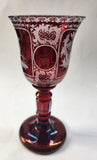 Engraved to clear vintage ruby glass chalice