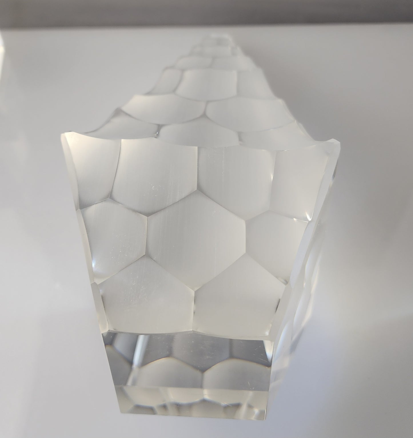 Cut Glass art pyramid optical sculpture signed