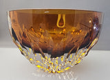 Hand Cut Amber glass bowl HAND POLISHED  signed by Peter ORourke