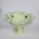 Fenton glass compote signed hand painted glows