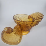 L.E Smith Glass AMBER turkey lid soup bowl