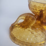 L.E Smith Glass AMBER turkey lid soup bowl