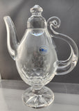 Hand cut glass tea pot hand polished