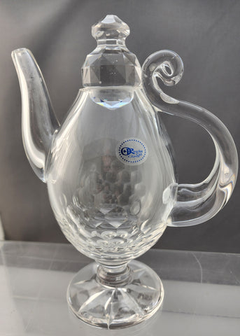 Hand cut glass tea pot hand polished