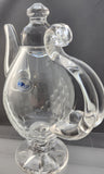 Hand cut glass tea pot hand polished