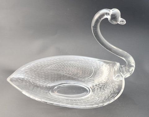 Hand cut glass swan