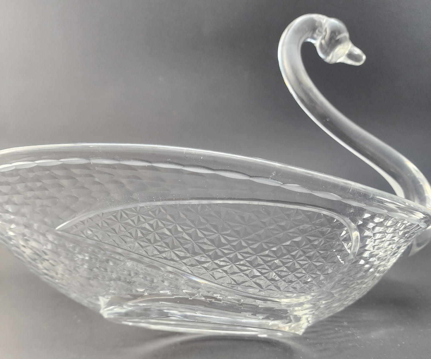 Hand cut glass swan