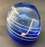 Musical Art glass blue paperweight hollow