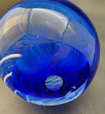 Musical Art glass blue paperweight hollow