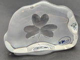 Hand cut glass shamrock paperweight, 24% lead crystal Great gift