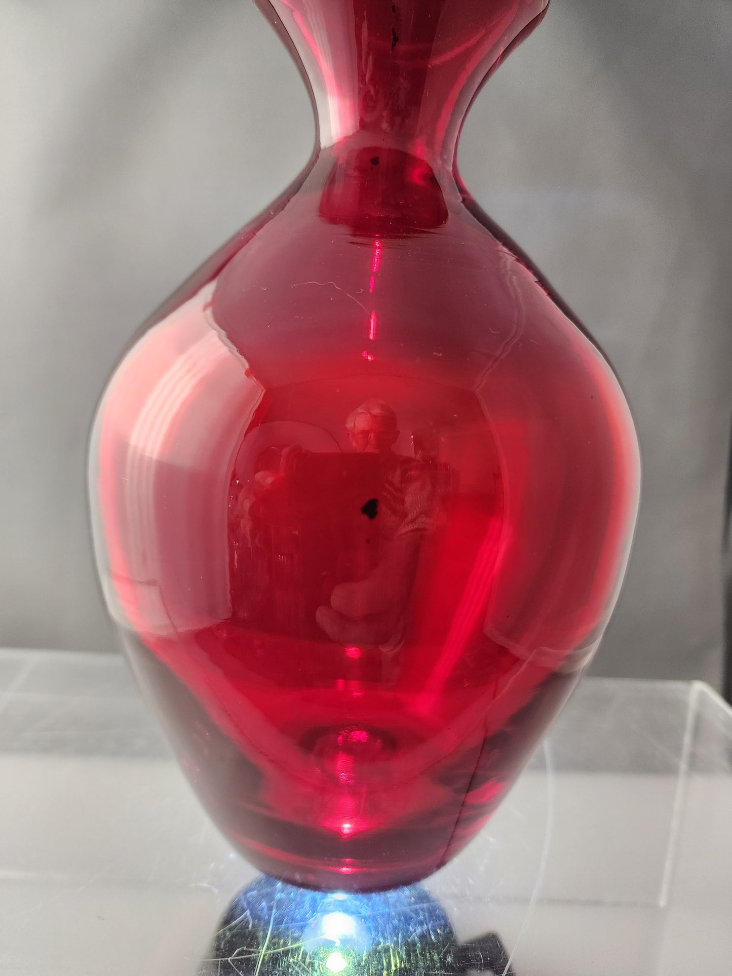 Ruby red glass carafe