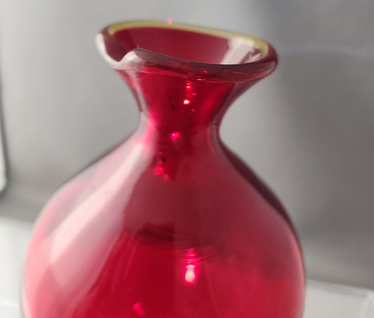 Ruby red glass carafe