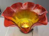 Blenko Glass Amberina vintage  bowl ruffled edge handcraft auction