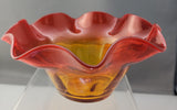 Blenko Glass Amberina vintage  bowl ruffled edge handcraft