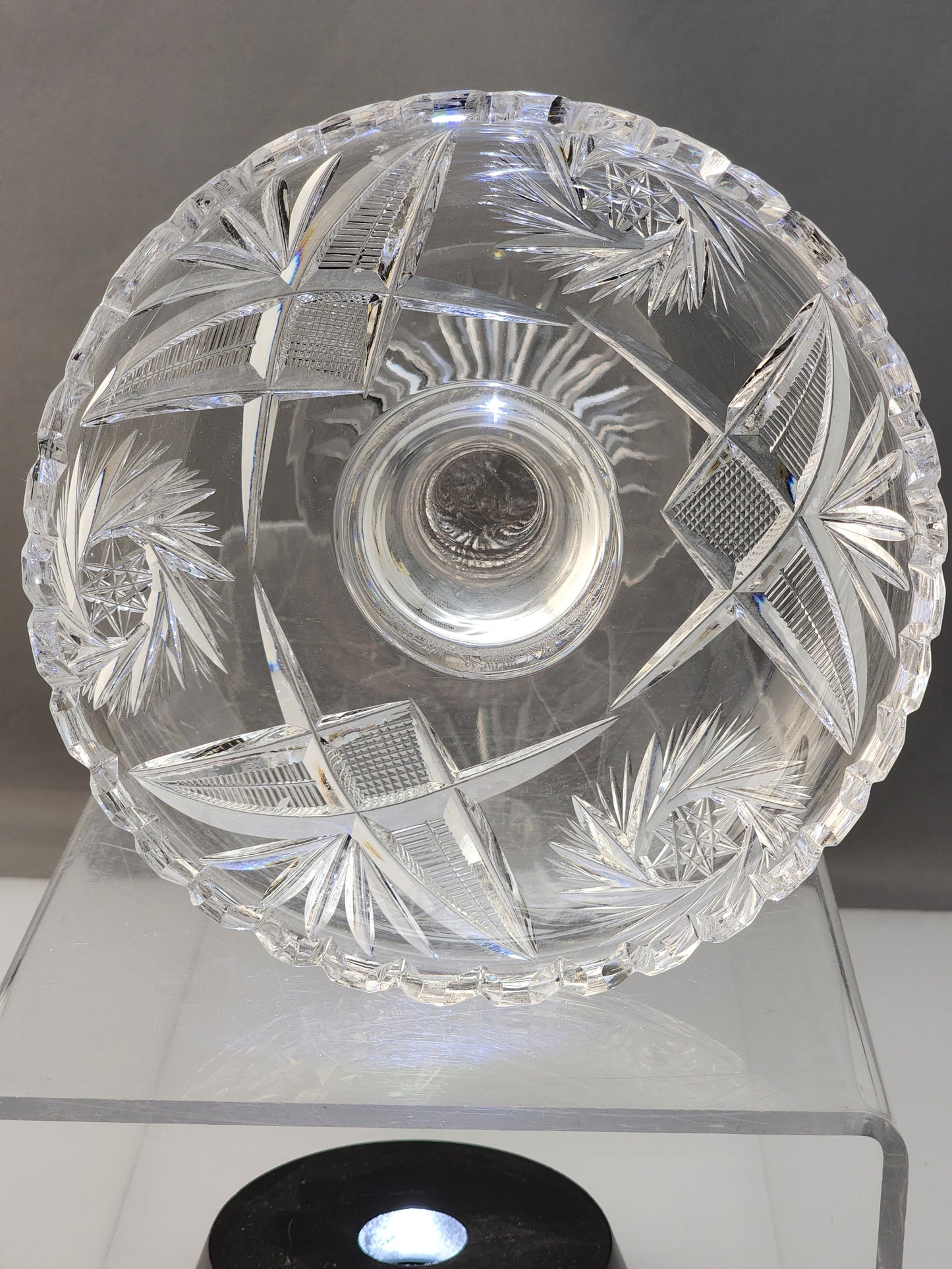American Brilliant Period Cut Glass compote,  Antique glows pr242