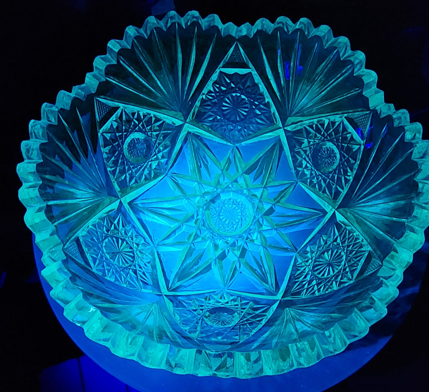 ABP bowl hand cut glass glows 124