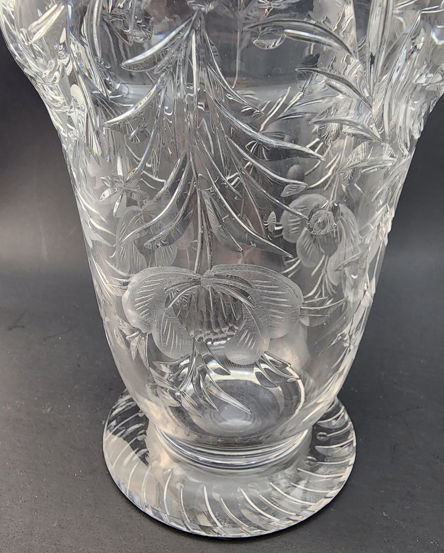 Cut glass Floral flower vase flared