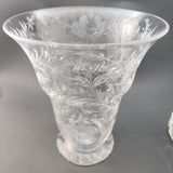 Cut glass Floral flower vase flared