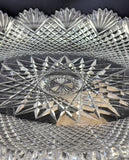 American Brilliant Period Cut Glass oval low bowl strawberry diamond fan