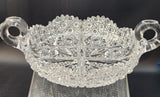 ABP cut glass 4 section handled dish antique crystal