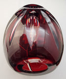 Hand cut glass art cranberry Paperweight signed Peter ORourke