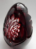 Hand cut glass art cranberry Paperweight signed Peter ORourke