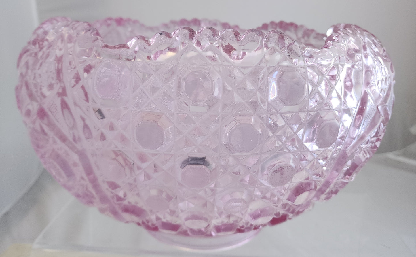 L E Smith Glass pink punch bowl