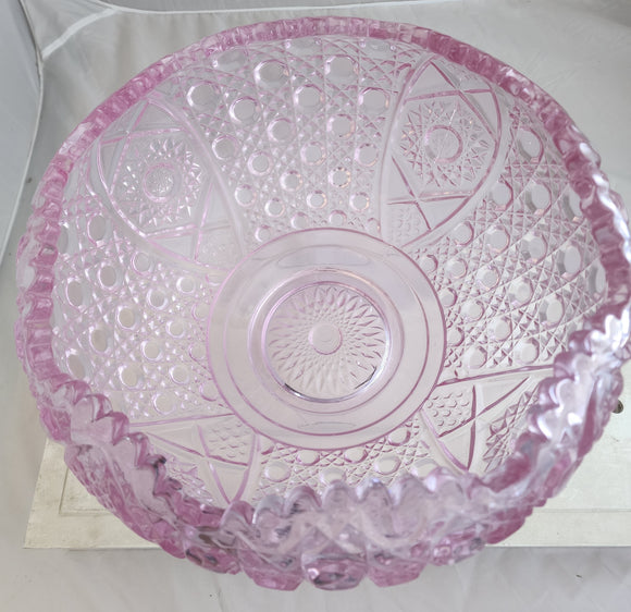 L E Smith Glass pink punch bowl AUCTION Pick up only