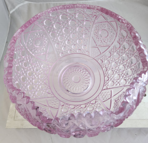 L E Smith Glass pink punch bowl