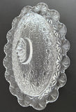 L.E. SMITH glass oval butter dish buttons and bows AUCTION