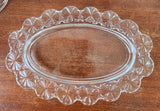 L.E. SMITH glass oval butter dish buttons and bows AUCTION