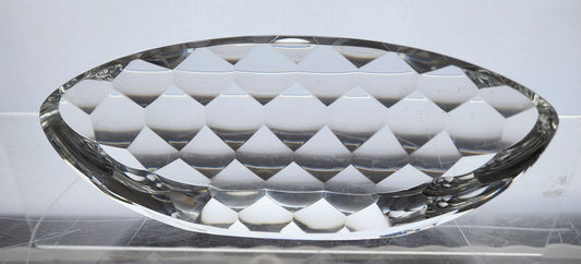 Steuben Signed oval Glass Honeycomb cutting added
