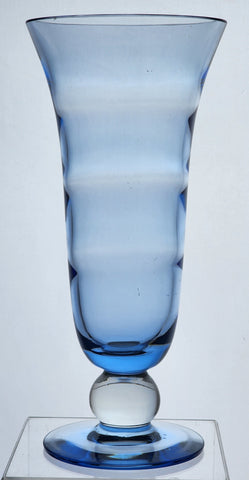 Tiffin 12" Copen blue Swedish optic vase