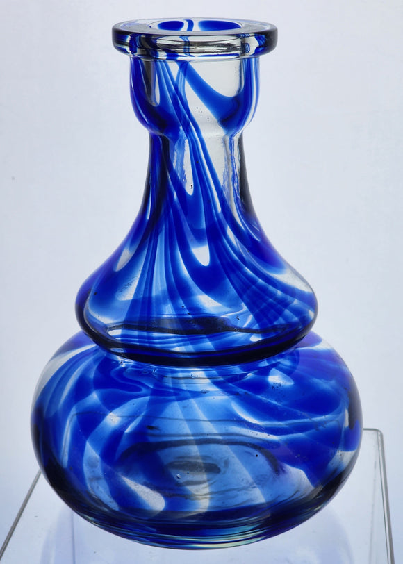 Art glass blue swirl vase auction