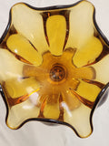 Viking amber 6 petal glass compote