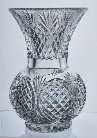 Hand Cut 24% lead crystal  large vase with space for etching Award