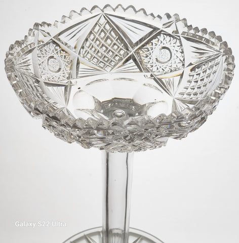 American Brilliant Period Cut Glass compote,  Antique c241