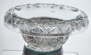 ABP CUT GLASS rolled over BOWL Antique