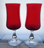 Pair Fostoria glass Distincton  red goblet