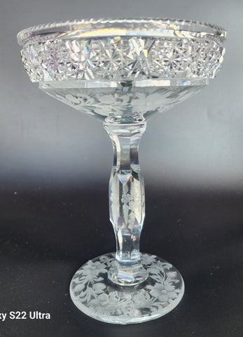 American Brilliant Period Cut Glass Tuthill compote