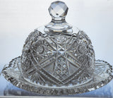 Covered butter dome with under Plate cut glass ABP